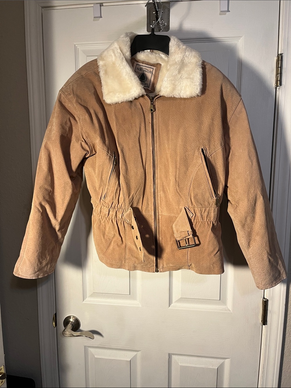 Northwest Territory Cream and brown genuine leather jacket